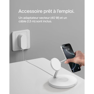 Chargeur induction BELKIN 15W Boost Charge Pro 3en1 Qi2 Blanc