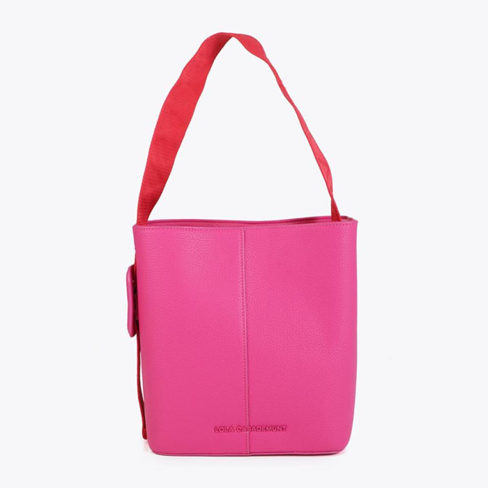 Shopper con manico in nylon a contrasto