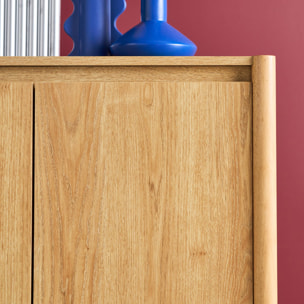 Buffet décor bois 2 portes naturel - 80 x 42 x 78.5 cm - Harmony