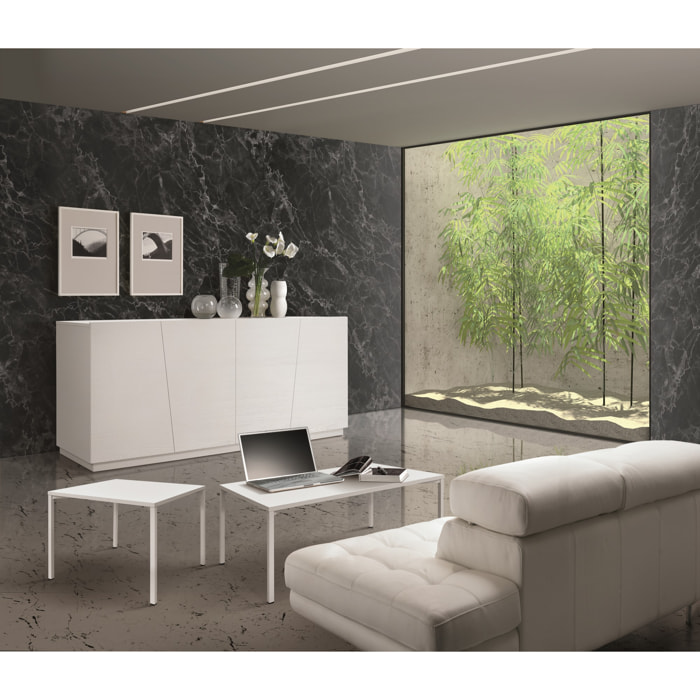 Credenza GORGONA in legno, finitura in bianco frassinato, 180x50 cm