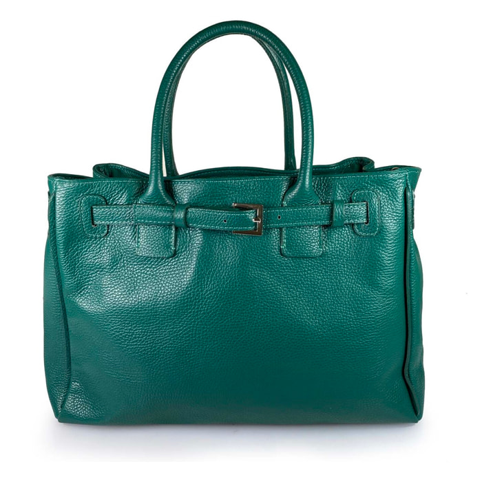 Borsa Donna in vera pelle Made in Italy colore Verde dimensioni cm 28 x 38 x 15