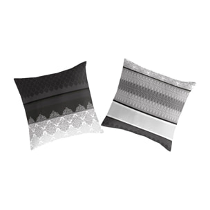 2 Fundas de almohada 100% algodón MARBLE  negro/gris 65x65 Cm