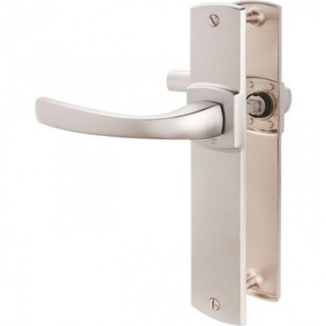 Ensemble de porte sur plaque Muze BEZAULT - Entraxe 195mm - Chrome velours - Bec de cane 4075/6391 - 086441