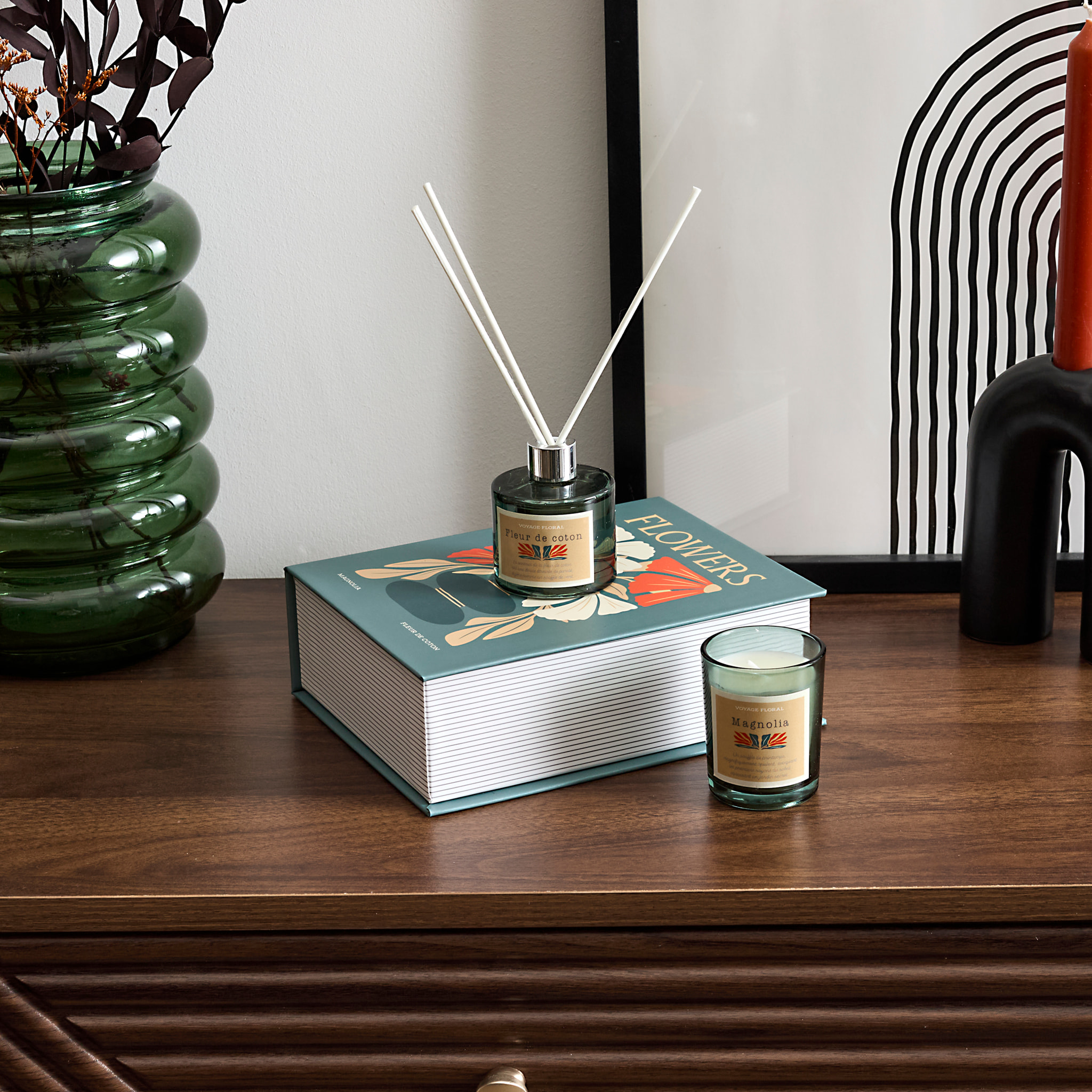 Bougie Parfumee Et Diffuseur Coffret Flower