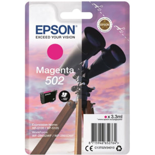 Cartouche d'encre EPSON Originale 502 Magenta Série Jumelles - C13T02W34010