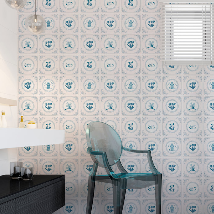 Stickers muraux - Sticker Mural Carrelage adhésif Cuisine Salle de Bain - 60 STICKERS CARRELAGES DELFT BERLIN