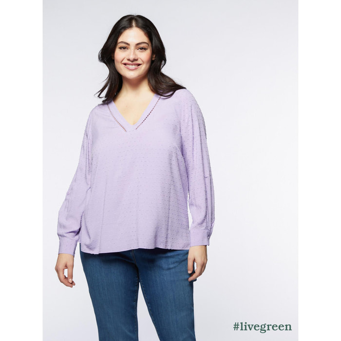 Fiorella Rubino - Blusa en plumeti de viscosa ECOVERO™ - Violeta