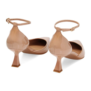 Open Shank nude en charol
