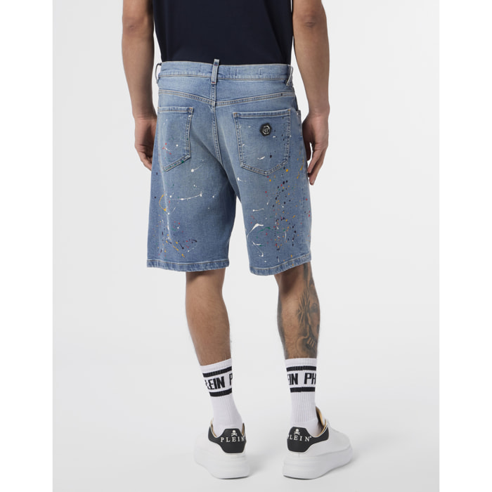 PHILIPP PLEIN Denim Shorts Paint