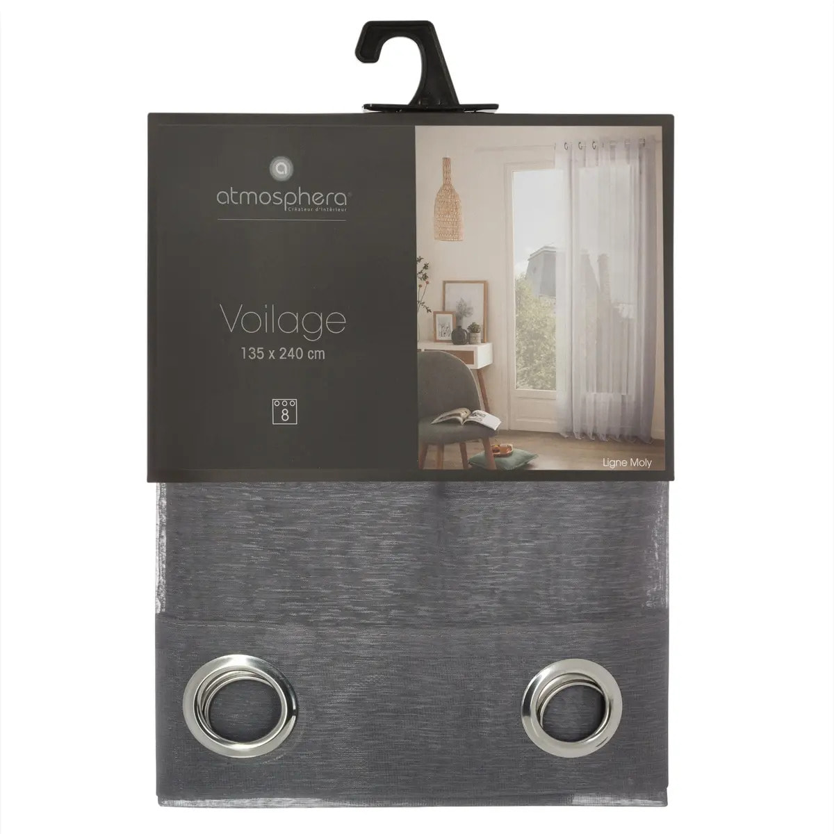 Voilage "Moly" gris 135x240cm