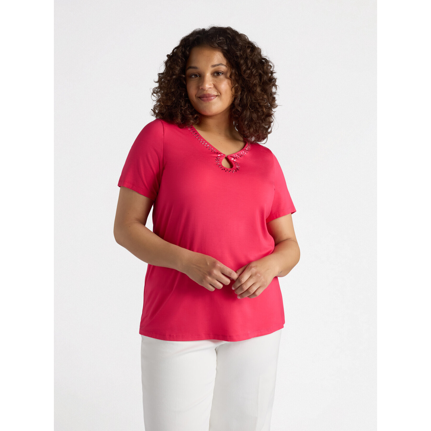 Fiorella Rubino - Camiseta con aplicaciones - Fuchsia