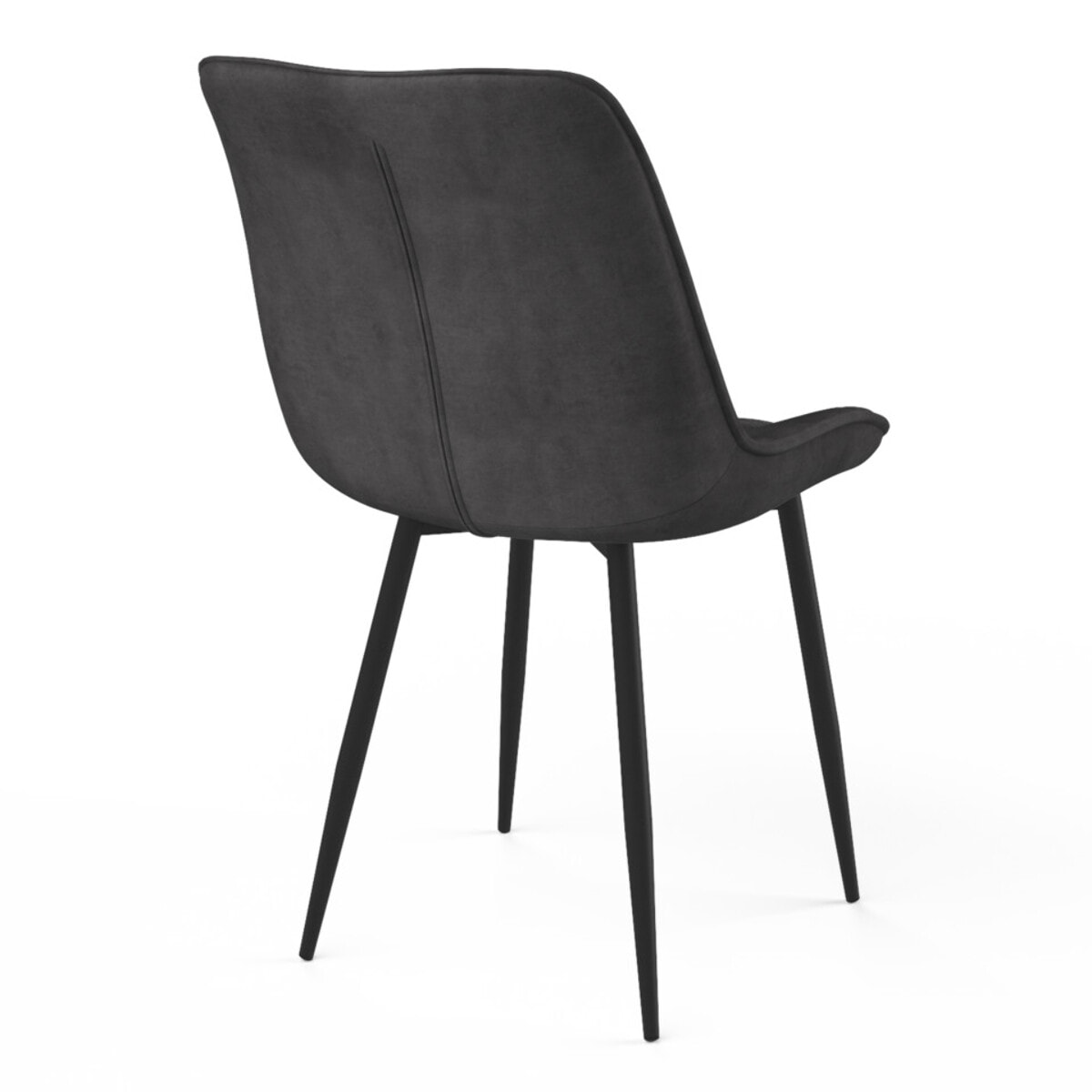 Chaises Melinda en velours - Gris - Pieds noirs