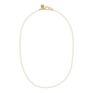 Collana Girocollo in Argento 925 Placcata Oro Giallo 18kt con Rondelle in Perla Bianca