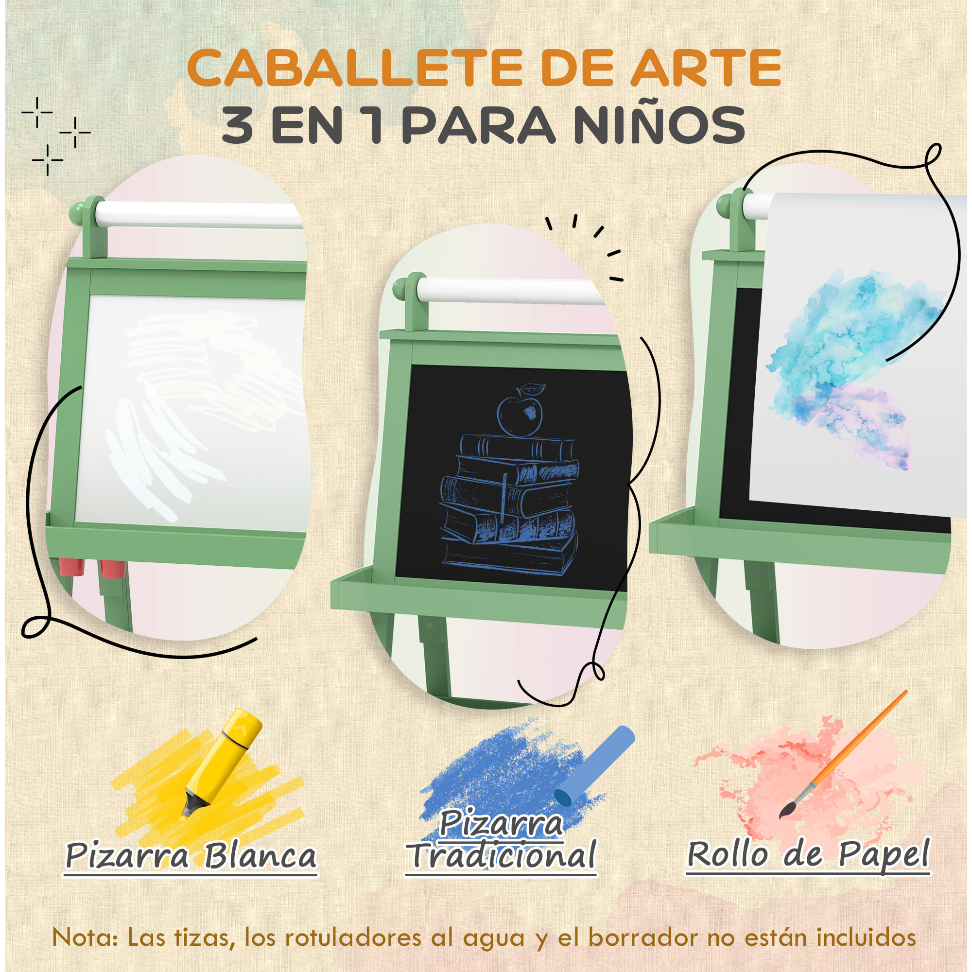 Pizarra Infantil Caballete 3 en 1 Pizarra Infantil de Doble Cara Magnética Caballete de Pintura para Niños con Rollo de Papel y Cestas de Almacenamiento 59x48x118 cm Rosa Palo