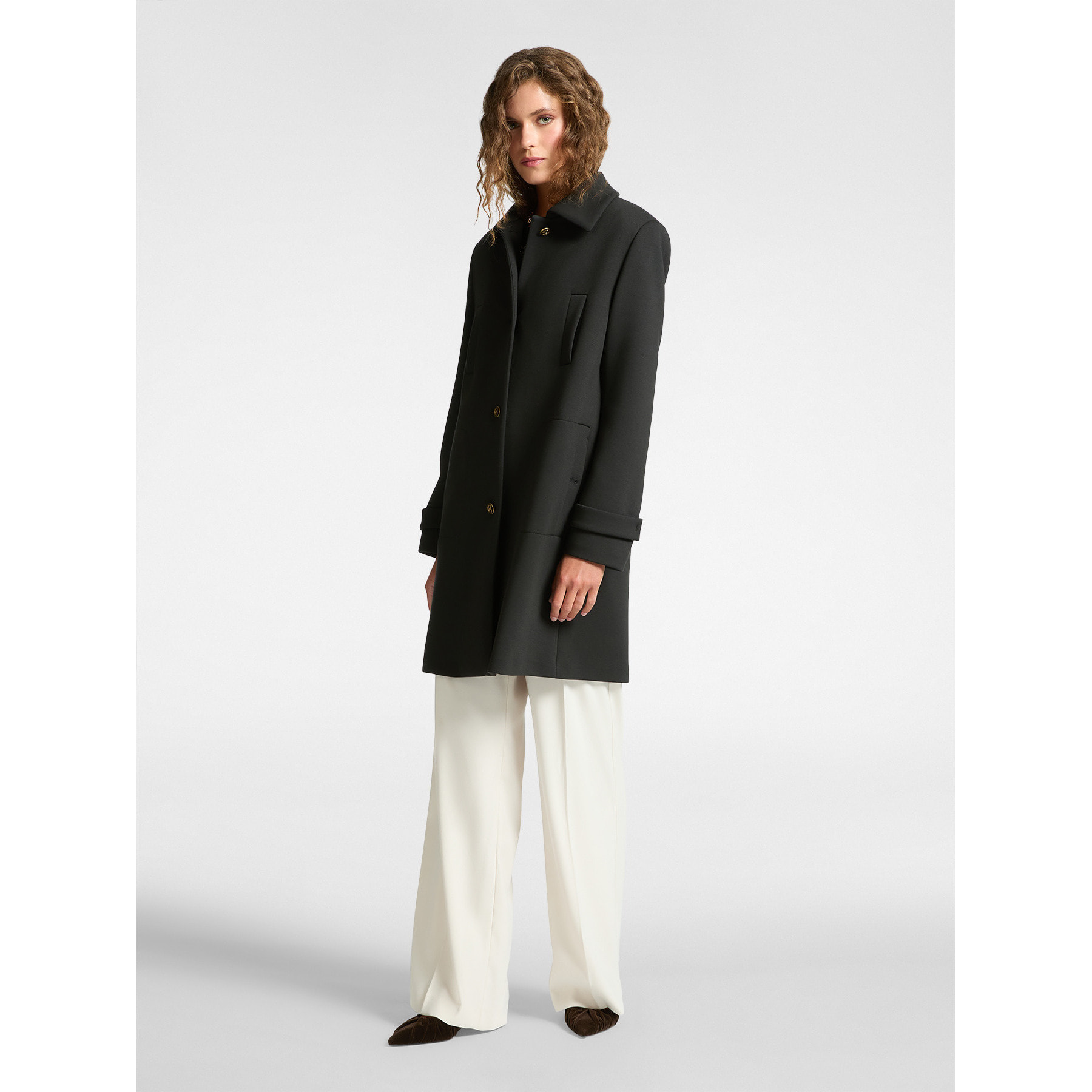 Elena Mirò - Cappotto in tessuto scuba con colletto - Nero