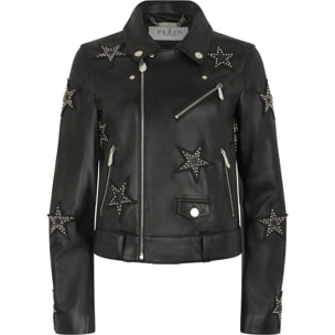 PHILIPP PLEIN Boxy Biker Jacket Stars