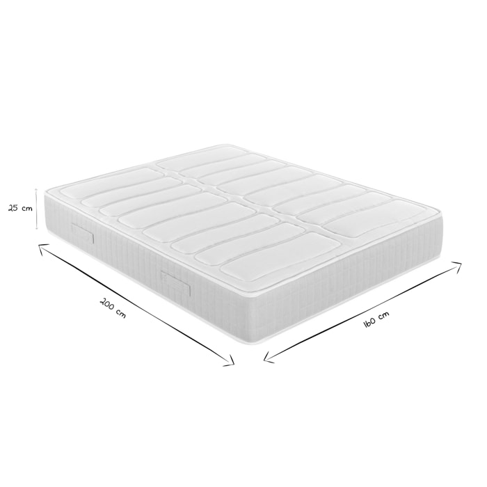 Matelas 160x200 cm à ressorts ensachés avec accueil mousse à mémoire de forme 25 cm BEN