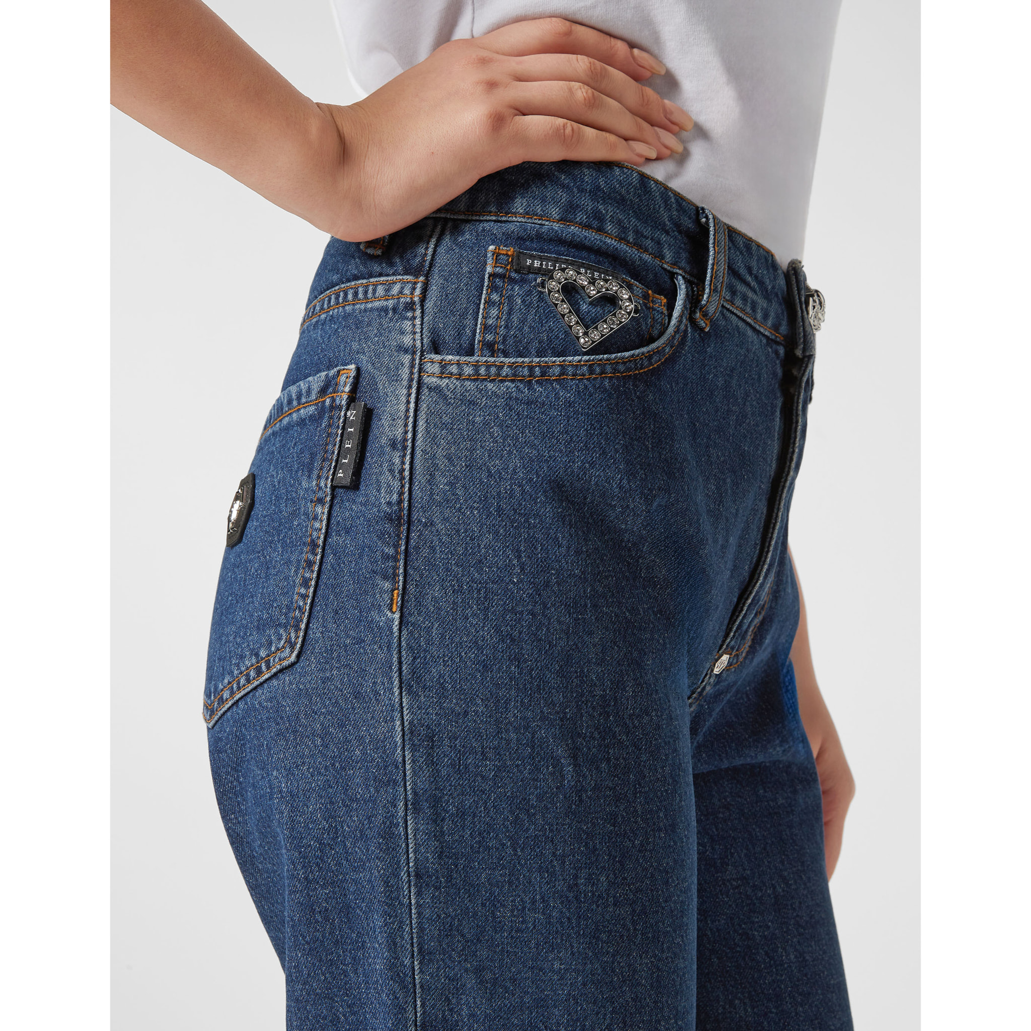 PHILIPP PLEIN Vaqueros Mom Fit HEART