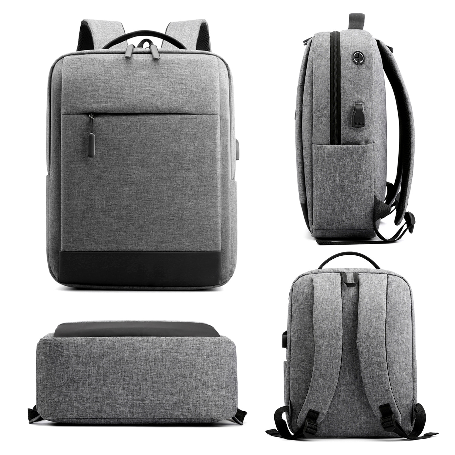 DAM Mochila multi compartimento porta Laptop 15,6". Alta resistencia. Toma USB externa, salida de auriculares. 30x12x40 Cm. Color: Azul