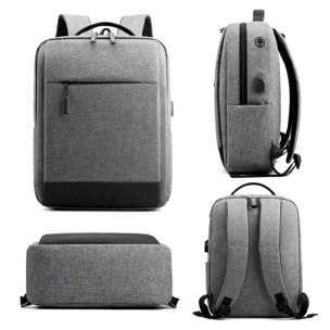 DAM Mochila multi compartimento porta Laptop 15,6". Alta resistencia. Toma USB externa, salida de auriculares. 30x12x40 Cm. Color: Azul