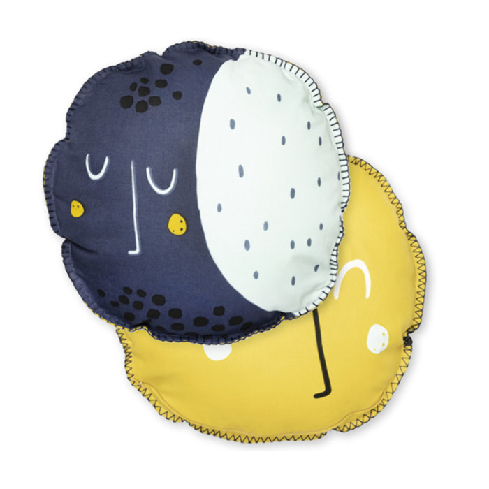Coussin forme de lune / soleil avec housse amovible en coton - ASTRAL
