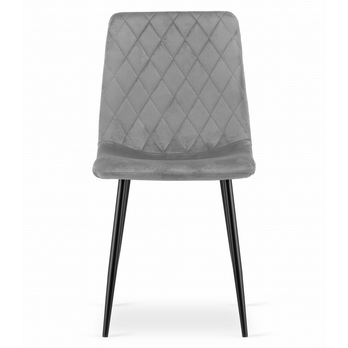 Set di 4 Sedie Turin in Velluto Grigio e Metallo