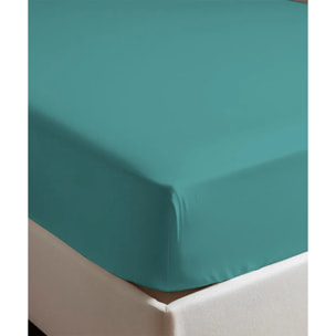 Completo Lenzuola PERCALLE VERDE tinta unita per letto matrimoniale 100% Percalle di Cotone e Made in Italy