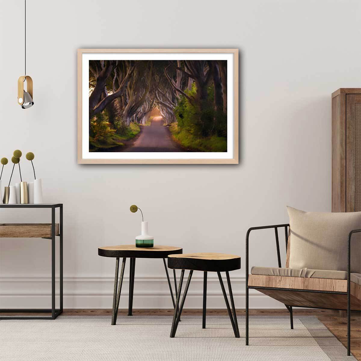 Affiche nature arbres enchanteurs Affiche + cadre en bois - Chêne