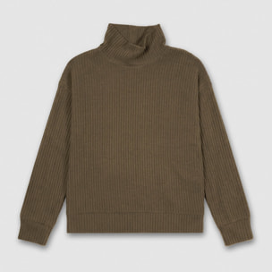 Jersey cuello subido rib canalé mujer