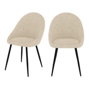 Lot de 2 chaises en tissu bouclé blanc cassé - Rona