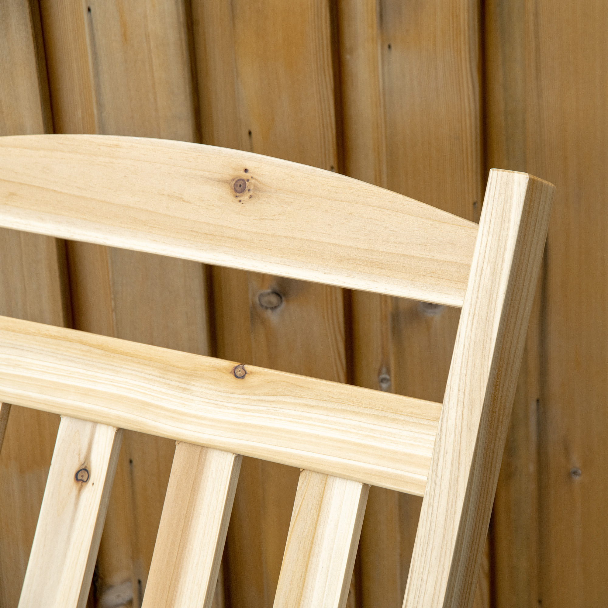 Fauteuil de jardin à bascule avec table basse rocking chair style rural chic bois sapin pré-huilé