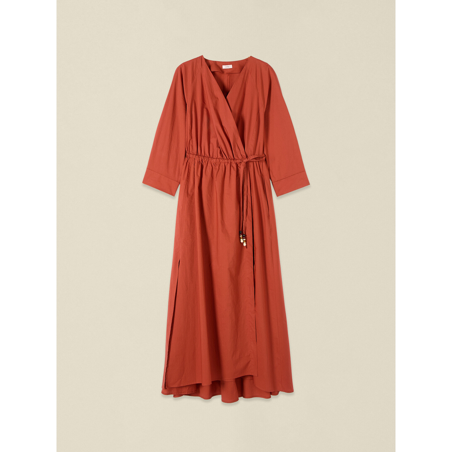 Oltre - Vestido cruzado de popelín - Naranja sol