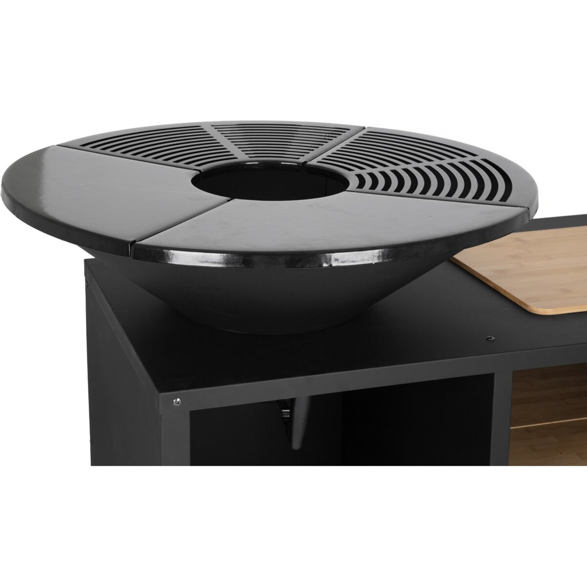 Barbecue plancha brasero à charbon et bois "Maréchal" - Ø 81 cm - Noir