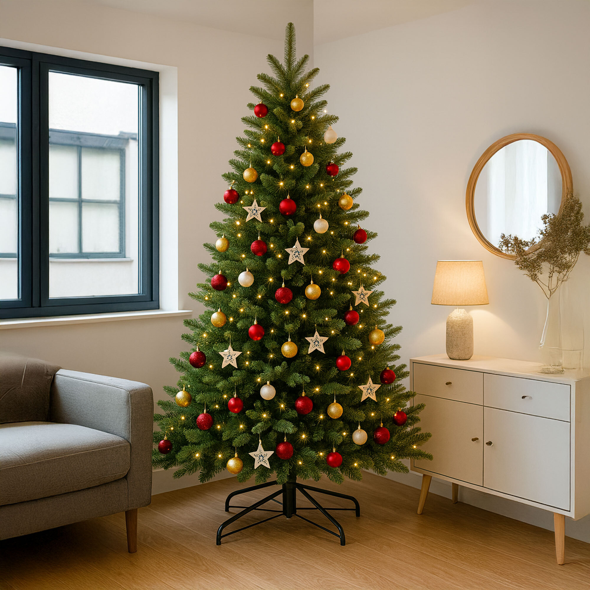 Amstel - Albero di Natale effetto realistico in PE e PVC ø142x210H, 1910 Punte