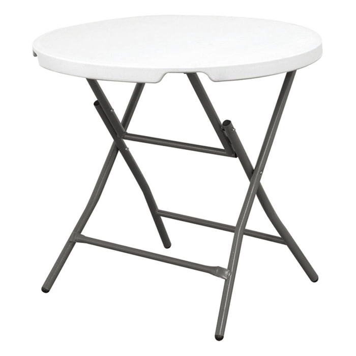 Mesa de cóctel plegable 80 x 80 x 74 cm, sistema compacto de plegado de patas y asa para su desplazamiento