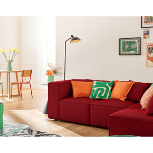 Arty - canapé modulable d'angle droit 5 places - en tissu mailles 3D - Rouge