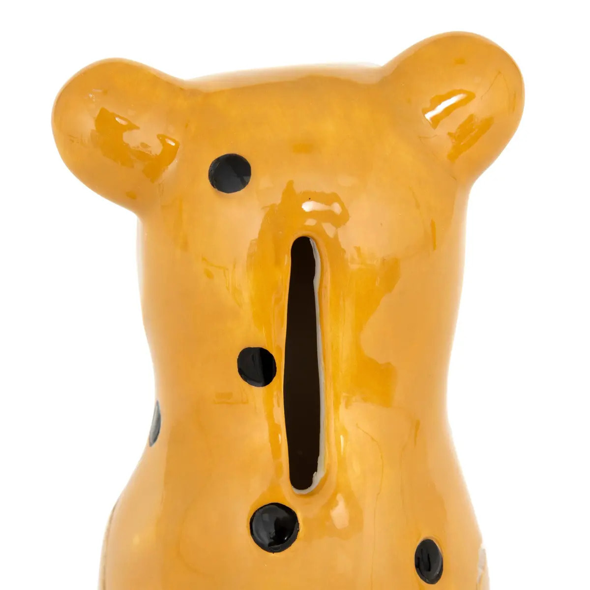 Tirelire enfant léopard Leho jaune ocre H18cm