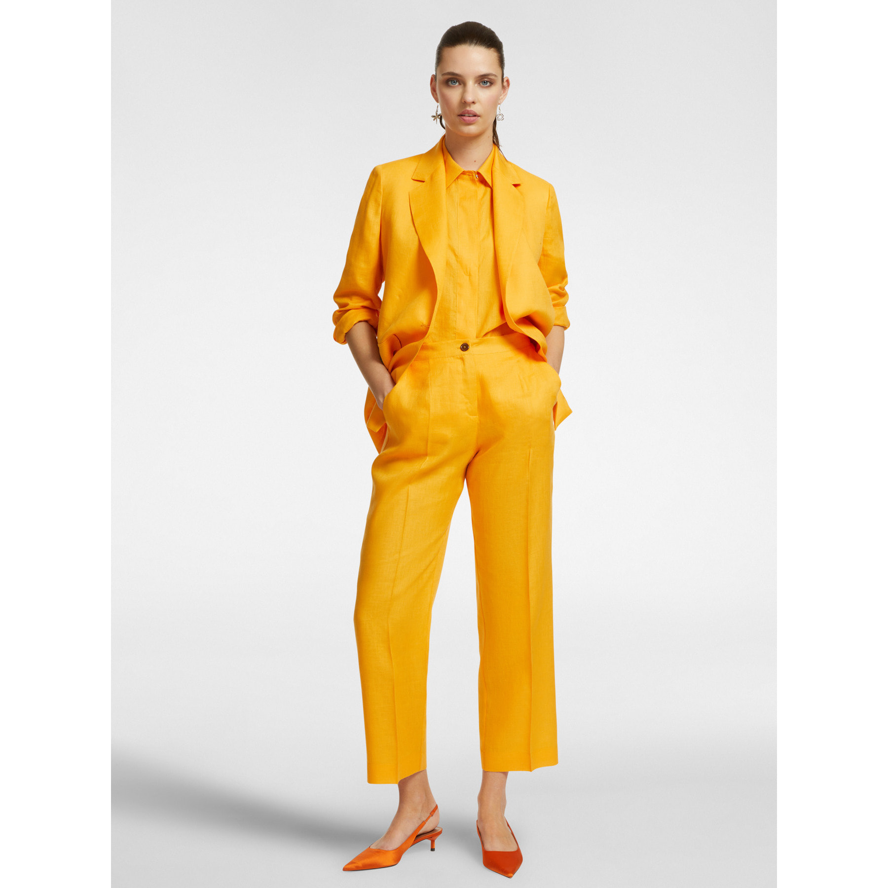 Elena Mirò - Blazer in lino con tasche - Giallo