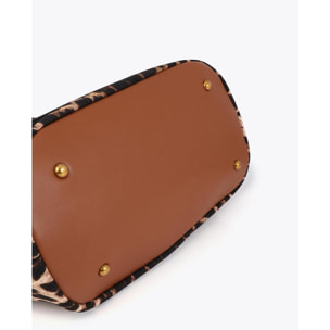 Shopper con stampa leopardata ed effetto pelle