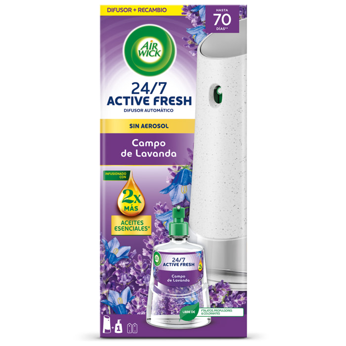 Air Wick Active Fresh Spray Automatico Sin Aerosol - Ambientador para casa con aroma a Lavanda - Aparato y recambio