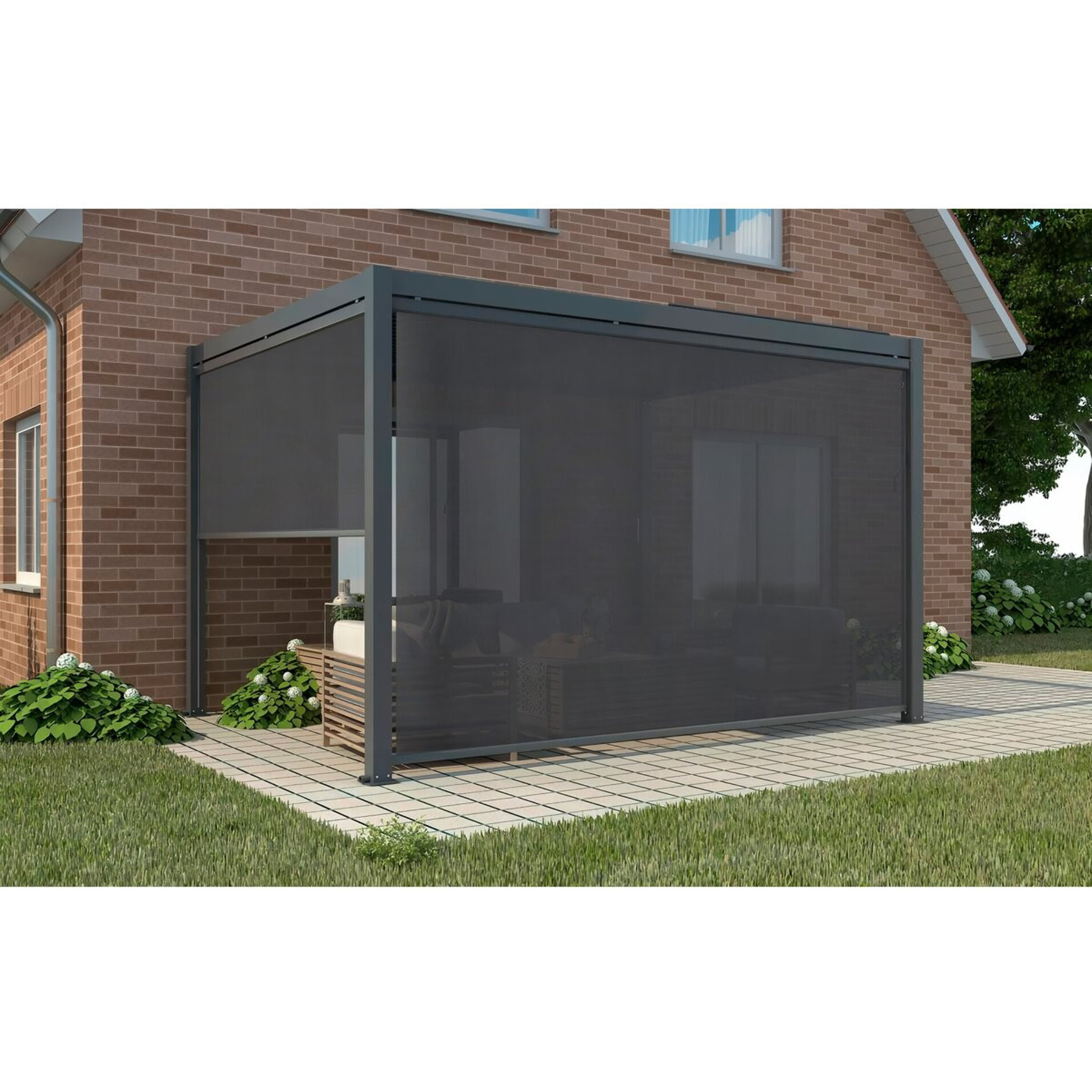Store pergola bioclimatique - 277 x 208 cm - Gris anthracite