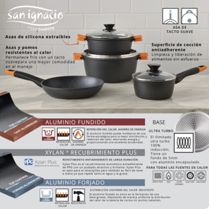 Set Batería de Cocina 7 piezas + juego de 4 cuchillos de cocina