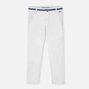Pantalón elástico liso en botón de color beige