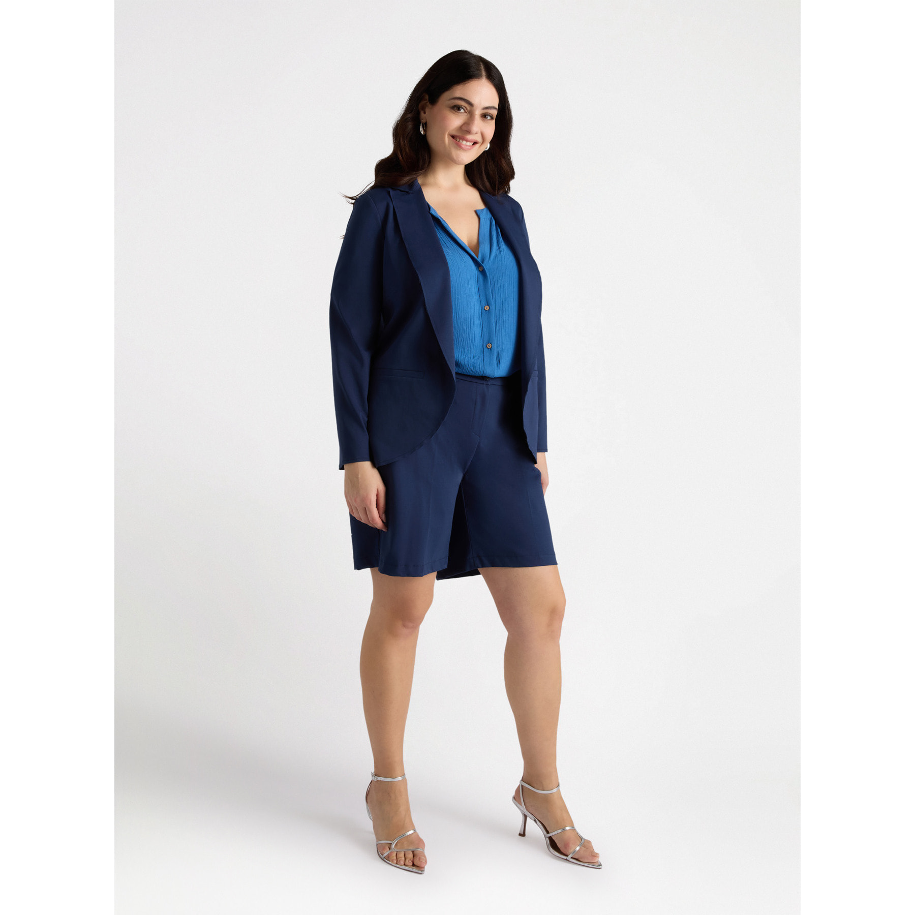 Fiorella Rubino - Pantalón corto en punto Milano - Azul