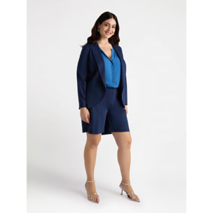Fiorella Rubino - Pantalón corto en punto Milano - Azul