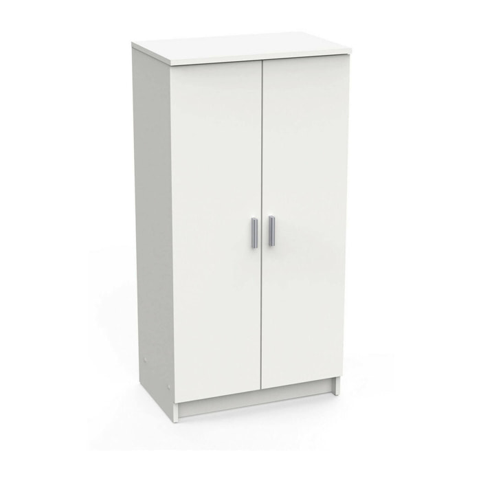 Armadio multiuso 2 ante Abram, Mobile multifunzionale, Mobiletto scarpiera, Guardaroba porta scarpe, 55x35 h108 cm, Bianco opaco