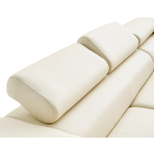 Zaria - canapé d'angle droit 5 places convertible avec coffre et têtières en simili - Beige