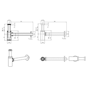 Siphon de lavabo SAT Project 5/4 DN32 chromé plastique (SATSIFMPLC)