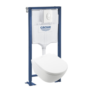 Pack WC Suspendu sans bride VILLEROY & BOCH Subway 3.0 avec abattant frein de chute + Bâti support GROHE + plaque blanche