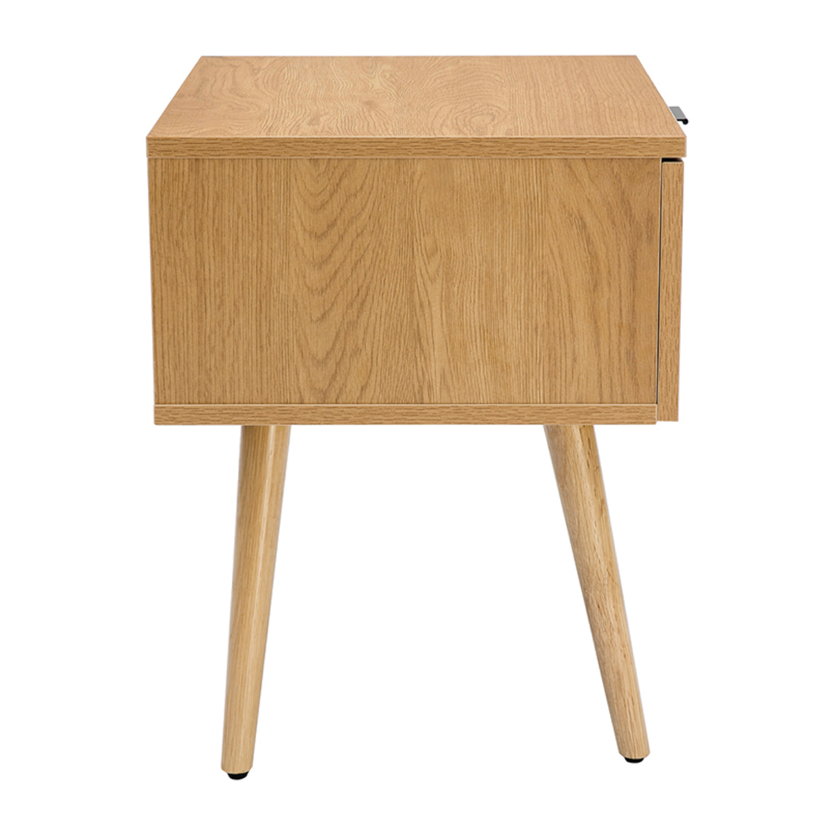 Tables de chevet finition bois clair, cannage rotin et métal noir (lot de 2) MANILLE